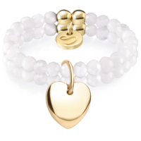 Комплект каблучок з міні намистин місячного каменю з шарміком на петельці «Серце»